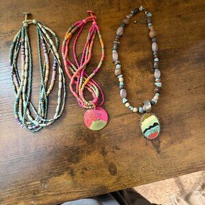 Colorful Wooden Beaded Necklace Set